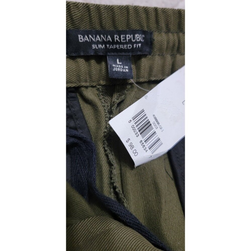 Banana Republic Womens Green Slim Tapered Fit Pants Elastic‎ Waist Size L NWT - Picture 6 of 11